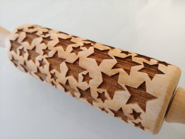 Mattarelli per pastafrolla in legno motivo stelle
